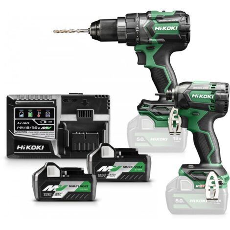 COMBO PACK Taladro DV18DC + Atornillador WH18DC + 2x Batería HIKOKI KC18DCWBZ