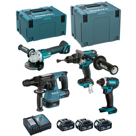MAKITA Kit DLX4050TJ (DHP481 + DTD152 + DHR243 + DGA504 + 3 x 5,0 Ah + DC18RC + MAKPAC 3 + MAKPAC 4)