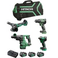 HIKOKI Kit KC18DEWHZ (DS18DE + WH18DC + G1813DA + DH1826DA + 3 x 5,0 Ah + UC18YFSL + Bolsa de transporte)