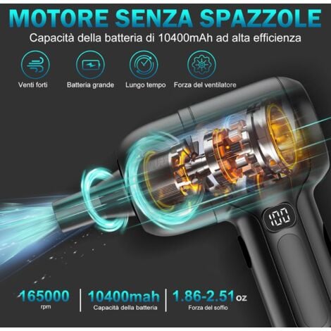 Souffleur Air Comprimé Électrique - Jusqu'à 165 000 RPM, Batterie de 10 400 mAh, ULtronics X Bombe Air Sec pour PC avec Recharge USB et Type-C, Écran LED