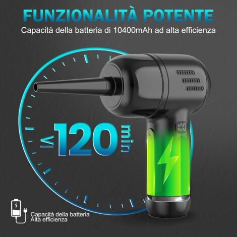 Souffleur Air Comprimé Électrique - Jusqu'à 165 000 RPM, Batterie de 10 400 mAh, ULtronics X Bombe Air Sec pour PC avec Recharge USB et Type-C, Écran LED
