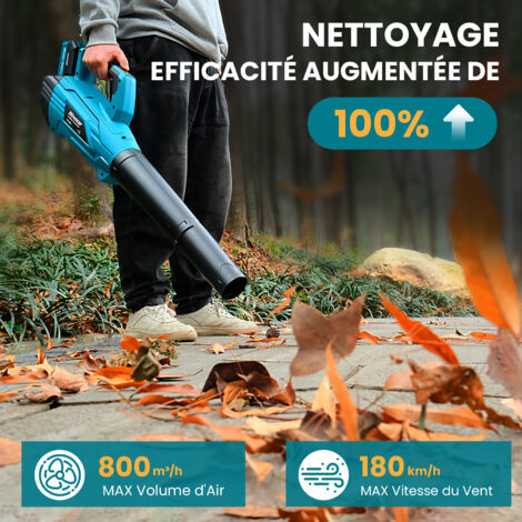 Souffleur Portable Sur Batterie 18V QWORK | Compatible Makita | 2 Buses, 440 Km/h | Sans Fil, Léger Pour Camping, Voiture, Maison