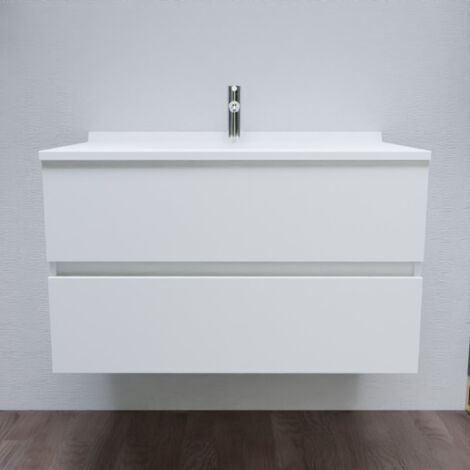 BadezimmerMˆbel  90 cm ROMY - Glânzendes Weiﬂ (1/5)