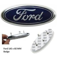 Crea – Badge avant/arrière Ford oval bleu/chrome 145x60mm – Émblème personnalisé pour Focus Mondeo Transit – Application adhésive facile