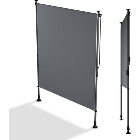 Juskys Store Verticale Barbados - Protection solaire et contre la vue, extensible, store à pince sans perçage, résistant aux intempéries, déperlante - 150x310 cm, Gris