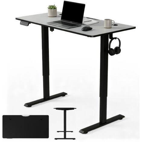 Juskys Bureau réglable en hauteur 120x60cm - Électrique, réglage sans étape, bureau de bureau, bureau assis/debout, fonction mémoire - Noir