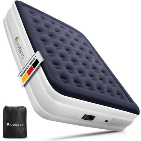 Matelas gonflable Juskys Sapri L en bleu et blanc - Matelas gonflable auto-gonflant pour 2 personnes - Matelas gonflable pour invités ou camping - Pompe intégrée