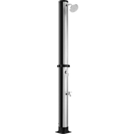 Juskys Douche solaire Victoria - jusqu'à 60°C – avec tête de douche pivotante, douchette pour les pieds et raccord pour tuyau d'arrosage, douche extérieure, douche de jardin - 40 litres - 225 cm