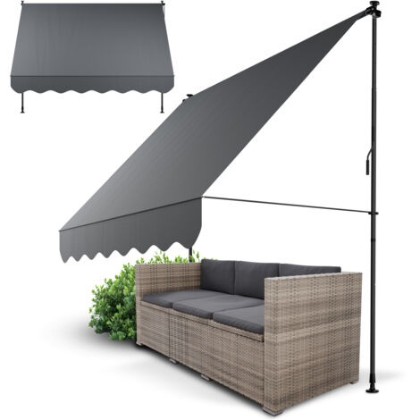 Store enrouleur à pince Juskys Cap Town - réglable en hauteur, montage sans perçage, imperméable, résistante aux UV, verticale & diagonale - 250x120 cm, Gris