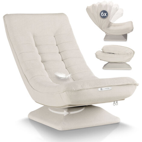 Juskys Fauteuil relax Korsika - design ergonomique, pivotant à 360°, grand confort, pliable, design moderne, rembourrage en 5 couches, revêtement en corde - Beige