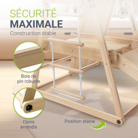 Juskys Mini cadre escalade pour enfants - Aire de jeux d'intérieur avec toboggan - Mur d'escalade pliable en bois - Naturel Juskys Mini cadre escalade pour enfants - Aire de jeux d'intérieur avec toboggan - Mur d'escalade pliable en bois - Naturel