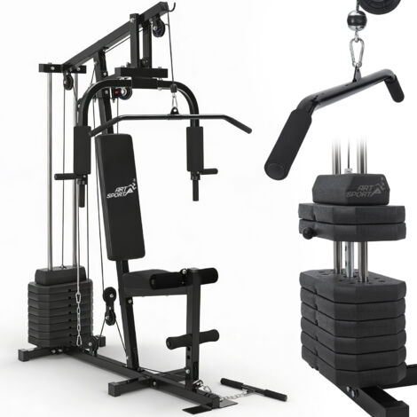 ArtSport Station de musculation ProfiGym 2000 avec barre latérale et butterfly, poulie et extension des jambes - 9 poids avec 40 kg - Station de musculation multifonction pour la maison