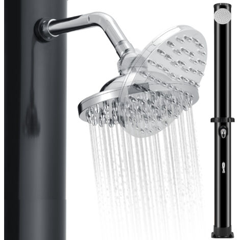 Juskys Douche solaire Victoria - jusqu'à 60°C - avec tête de douche pivotante, douchette pour les pieds et raccord pour tuyau d'arrosage, douche de jardin extérieure - 35 litres - 217 cm