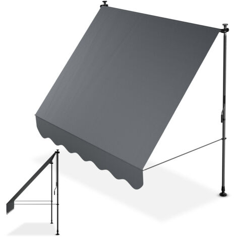 Store enrouleur à pince Juskys Cap Town - réglable en hauteur, montage sans perçage, imperméable, résistante aux UV, verticale et diagonale - 200x120 cm, Gris