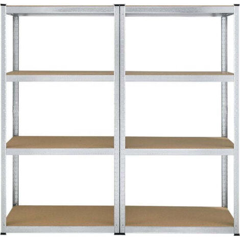 Étagère de stockage Juskys Easy 2 pièces - Étagère robuste 160x80x40 cm - 8 niveaux - 640 kg - Métal galvanisé - Étagère de cave, étagère métallique