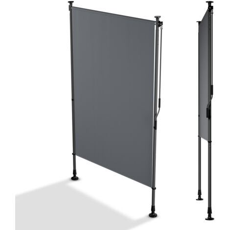 Juskys Marquise verticale Barbados - Protection solaire et contre la vue, extensible, marquise à clipser sans percer, résistante aux intempéries, déperlante - 120x310 cm, Gris