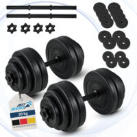 Artsport ensemble de 2 haltères - Ensemble de haltères avec 2 haltères, disques et écrous étoile pour entraînement en force - Ensemble de haltères avec 16 poids, 30 kg