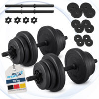 Artsport ensemble de haltères 2 pièces - Ensemble de haltères avec 2 haltères, disques de poids et écrous à étoile pour entraînement en force - Ensemble de haltères 12 poids 20 kg