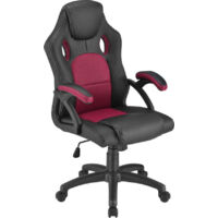 Chaise de bureau de course Juskys Montreal - ergonomique, réglable en hauteur et rembourrée, jusqu'à 120 kg - Fauteuil de bureau, chaise pivotante, siège gaming PC - Bordeaux