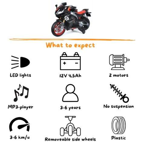 Moto Aprilia RS660 Eléctrica para Niños 12V - Negro