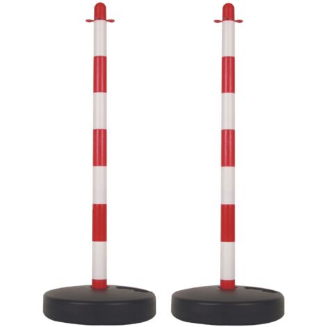 Perel Absperrpfosten-Set, 2er Set, mobile Absperrung für Veranstaltungen, Events, Standfuß befüllbar, Rot/Weiß