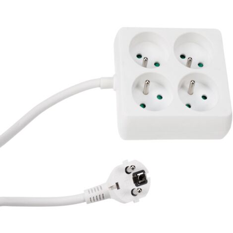 Perel Steckdosenleiste, 4 Steckdosen Typ E, Kabel 1.5 m, 3G1.5, Innenbereich, quadratisch, Weiß (1/5)