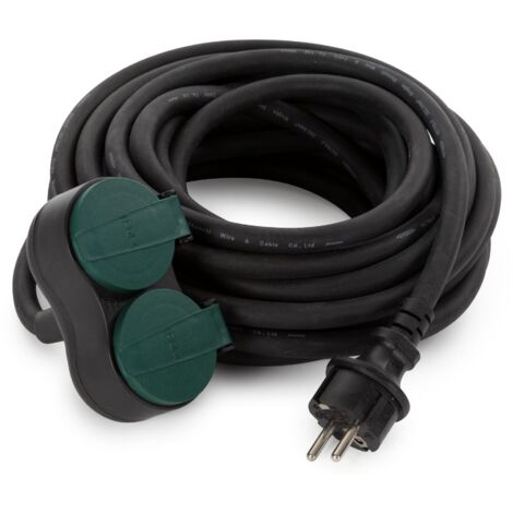 Outdoor verlangerungskabel mit 2 ausgangen - 10 m - schwarz - 3g25 - schuko