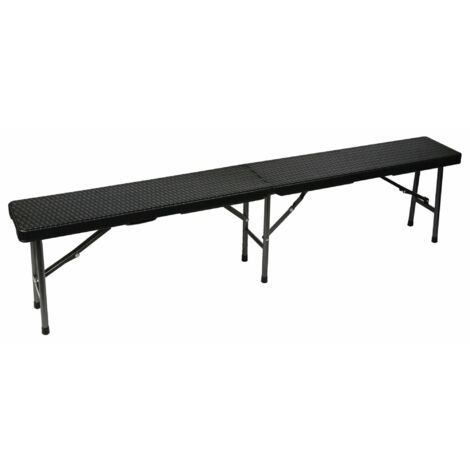 Perel Klappbank mit Griff in Rattan-Optik, wetterfeste Gartenbank für Terrasse, Balkon, Camping, Picknick, Grillfest oder Party, tragbar bis 400 kg, Schwarz (1/5)