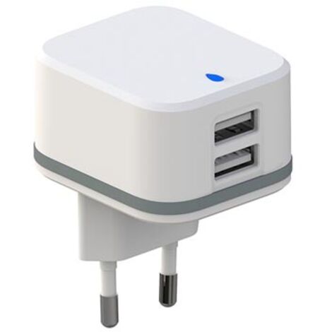 KOMPAKTES LADEGERÄT MIT 2 USB-ANSCHLÜSSEN - 5 V - 4.8 A max. - 24 W max. - WEIß (1/3)