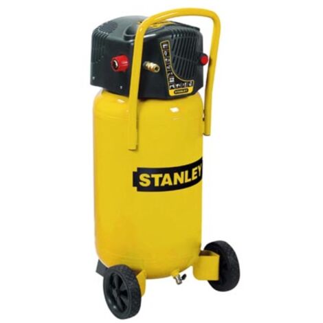 Stanley Kompressor, 50 liter, 10 bar, ölfrei, vertikales modell, 2 ps, 222 l/min luftleistung, tragbar, leise, gelb schwarz, geeignet für druckluftwerkzeuge, lackieren und aufpumpen