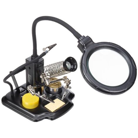 Velleman Multifunktionale Dritte Hand mit Vergrößerungsglas und Lötzubehör, Ideal für Präzisionsarbeit mit LED-Lupenlampe