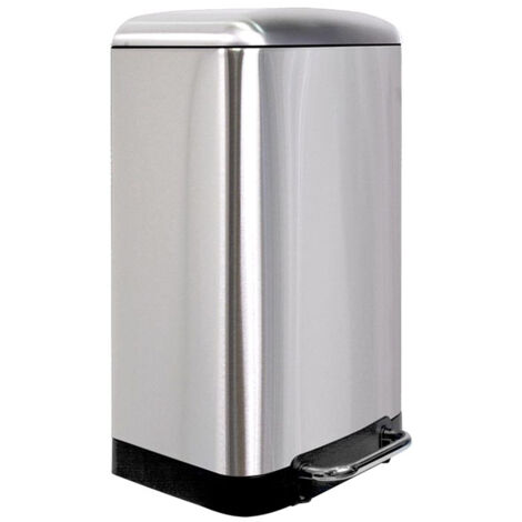 Perel Metall-Tretabfalleimer mit herausnehmbarem Eimer, solide rutschfeste Basis und verstärktes Pedal, ideal für Zuhause und Büro, Kapazität 30 Liter, rechteckig 61,5 x 32,5 x 34,5 cm, aus grauem (1/3)