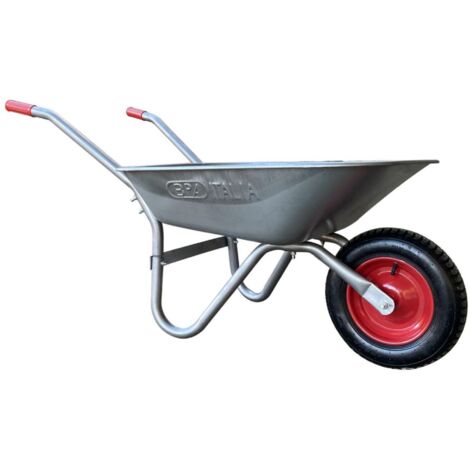 Toolland Schubkarre 85 Liter, Schiebkarre, Materialtransporter, Gartenkarre, pneumatisches Rad, einfache Montage, rutschfeste Griffe, großes Fassungsvermögen, grau, 12 kg (1/5)
