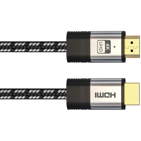 Hochwertiges hdmi 20 baumwollgeflechtkabel mit vergoldetem stecker - 4k video - 10 meter (1/2)