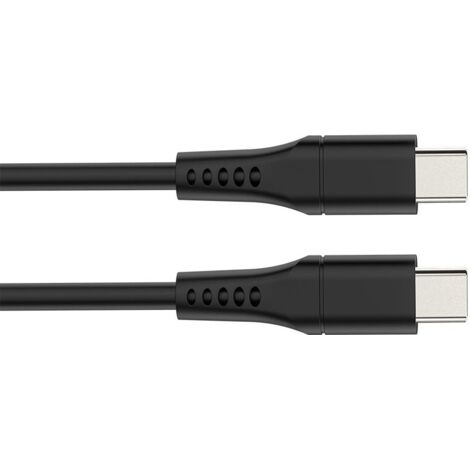 HQ-Power USB Lade- und Datenkabel, USB 2.0, USB-C zu USB-C, 480 Mbps, vernickelt, TPE-Kabel, geeignet für Laptops, Tablets, Smartphones mit einer Leistung von 60 W, schwarz, 1 m (1/2)