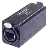 Neutrik EtherCON RJ45 Kupplung weiblich-weiblich schwarz in D-Form mit Latch-Lock Mechanismus, Kabelverlängerung ohne Löten, robuste Bauform für professionelle Audio/Video Netzwerke