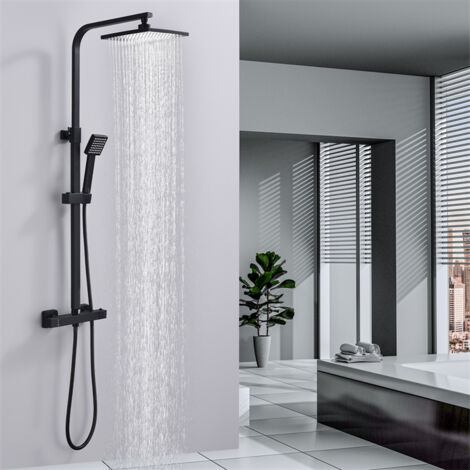Duschsystem Mit Thermostat & Regendusche - Komplettset In Silber, 150 Cm Schlauch, 3 Jahre Garantie