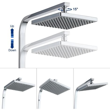 Dusche Duschsystem mit Thermostat Regendusche 2 Funktionen Duschset Edelstahl Duschsäule mit Kopfbrause, Handbrause und Verstellbarer Duschstange Duscharmatur Anti-Verbrühungs-Duschsystem