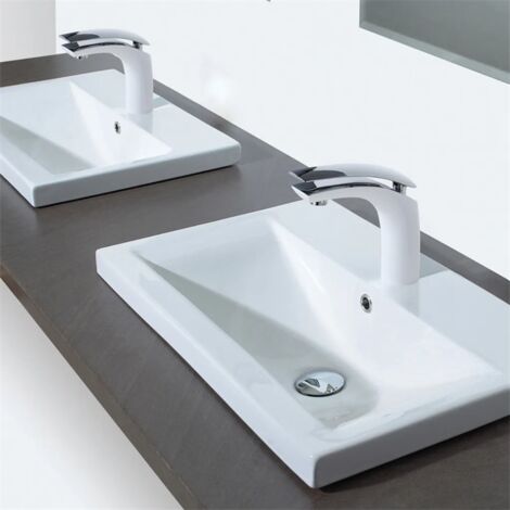 Badarmatur Weiß Waschtischarmatur Waschbeckenarmatur Wasserhahn Bad Mischbatterie Bad Armatur Einhebelmischer für Badzimmer Weiß