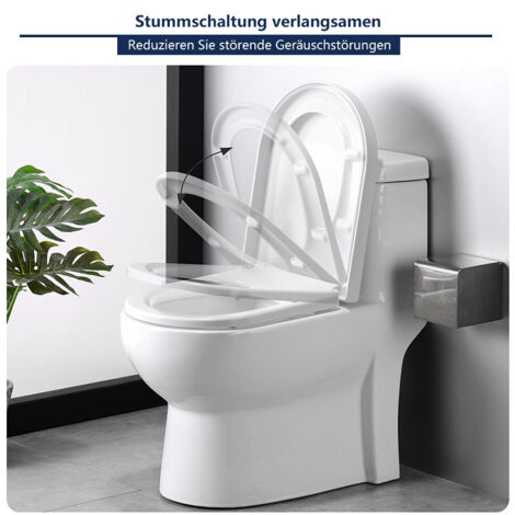 Toilettendeckel WC Sitz D Form Klodeckel mit Quick-Release-Funktion und Softclose Absenkautomatik Klodeckel abnehmbar Toilettensitz