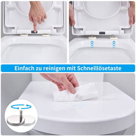 Toilettendeckel WC Sitz D Form Klodeckel mit Quick-Release-Funktion und Softclose Absenkautomatik Klodeckel abnehmbar Toilettensitz