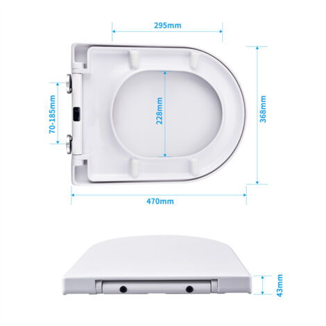 Toilettendeckel WC Sitz D Form Klodeckel mit Quick-Release-Funktion und Softclose Absenkautomatik Klodeckel abnehmbar Toilettensitz