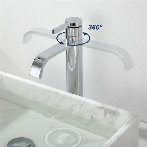Wasserhahn Bad hoch Einhebel Mischbatterie Bad Armatur mit chrom Griff Waschtischarmatur wasserfall Badarmatur für Waschbecken Einhebel-Waschtischmischer Waschbeckenarmatur