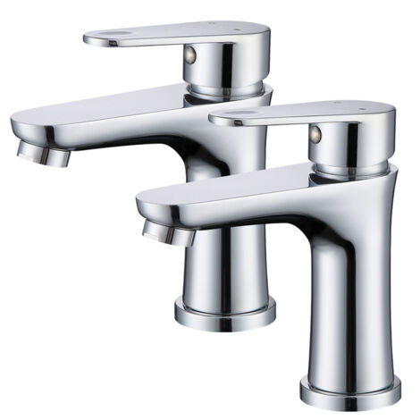 2x Wasserhahn Bad Waschbecken Badarmatur Mischbatterie Waschtischarmatur Einhandmischer für Badezimmer Chrom