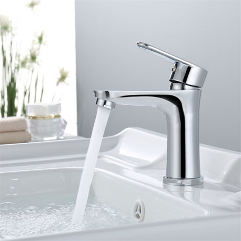 2x Wasserhahn Bad Waschbecken Badarmatur Mischbatterie Waschtischarmatur Einhandmischer für Badezimmer Chrom