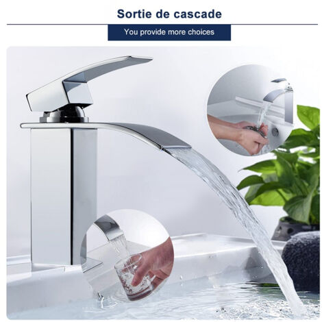 Wasserhahn Bad Armatur Wasserfall Mischbatterie Badarmatur Einhebelmischer Waschbecken Waschtischbatterie für Badezimmer Waschtisch