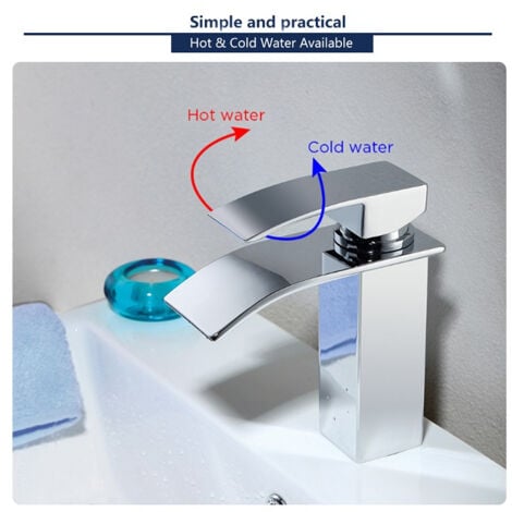 Wasserhahn Bad Armatur Wasserfall Mischbatterie Badarmatur Einhebelmischer Waschbecken Waschtischbatterie für Badezimmer Waschtisch