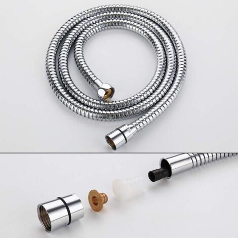 Duschschlauch 1,5 m Brauseschlauch Edelstahl Schlauch doppelt gewickelt Chrom  1/2 Zoll für Handbrause/Dusche