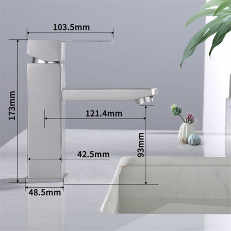 Rubinetto del Bagno Miscelatore per Lavabo a Due vie per Bagno Rubinetto per Lavabo in Acciaio Inossidabile Rubinetto per Lavabo Classico Spazzolato