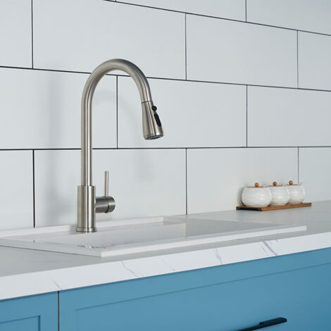 Rubinetto da Cucina con Doccetta Estraibile Miscelatore da Cucina in Acciaio Inox Rubinetto per Lavello da Cucina Girevole a 360° Miscelatore Lavello Spazzolato 3 Getti